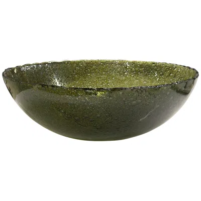 Uttermost Veridian Shimmer 16" W X 6" H Mottled Green Glass Bowl
