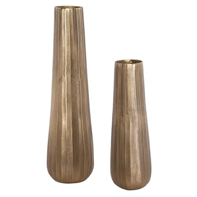 Uttermost Vertiforge Oxidized Antique Gold Aluminum Vases Set Of 2