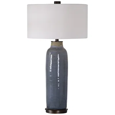 Uttermost Vicente 33 1/2" Glazed Slate Blue Ceramic Table Lamp