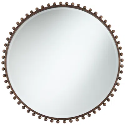 Uttermost Vidalla Matte Dark Bronze Beaded 32" Round Wall Mirror