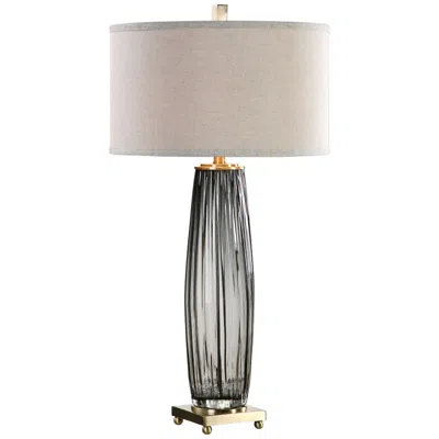 Uttermost Vilminore 33 1/4" High Modern Grooved Gray Glass Table Lamp