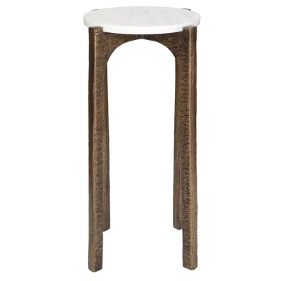 Uttermost Vivi 22" High Antique Brass With Marble Top Drink Table