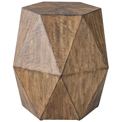 Uttermost Volker 18" Wide Burnished Honey Wood Geometric Accent Table