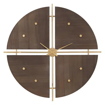 Uttermost Walnut Elegance Gold 42" Round Wall Clock