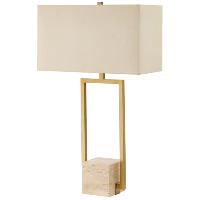 Uttermost Warrick 31 1/2" High Brass Metal And Travertine Table Lamp