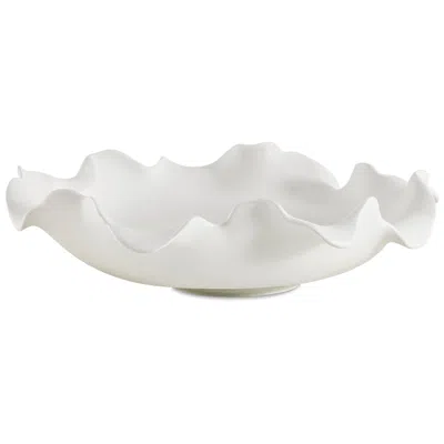 Uttermost Wave Crest White Indoor-outdoor Earthenware Bowl