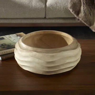 Uttermost Waveform Bleached Wood Bowl In Brown