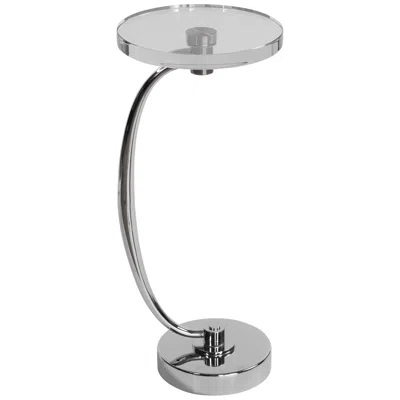 Uttermost Waveney 12" Wide Polished Nickel Round Drink Table