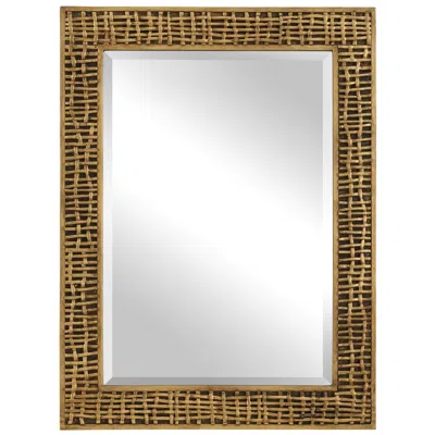 Uttermost Woven In Time 29 1/2" X 39 3/4" Gold Wall Mirror In Brown