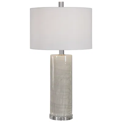 Uttermost Zesiro 32" Beige Glaze Cylindrical Ceramic Table Lamp