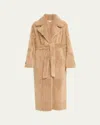 Utzon Can Long Shearling Coat In Neutral