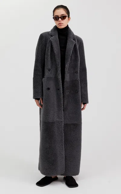 Utzon Cecil Shearling Coat In Grey