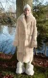 Utzon Chantal Lacon-toscana Fur Long Coat In Animal Print