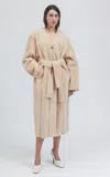 Utzon Chante Grid-pattern Lacon Fur Midi Coat In Neutral