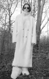 Utzon Chantelle Buckle-detail Full-length Lacon Fur Coat In White