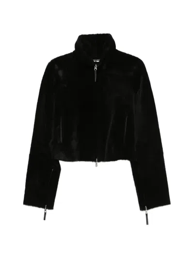 Utzon Cropped Zip-up Reversible Jacket In Black