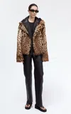 Utzon Jac Leopard-print Rabbit Fur Short Coat In Brown