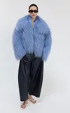 Utzon Jaci Oversized Long-hair Shearling Jacket In Blue