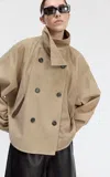 Utzon Joerdis Double-breasted Suede Jacket In Animal Print