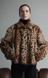 Utzon Julee Leopard-print Rabbit Fur Cropped Coat In Multi