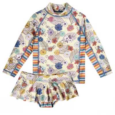 Uv Skinz Babies'  2pc Long Sleeve Sunny Swim Set In Summer Garden