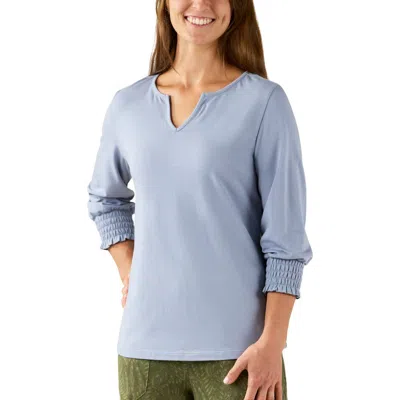 Uv Skinz 3/4 Sleeve Notch Neck Top In Slate Blue