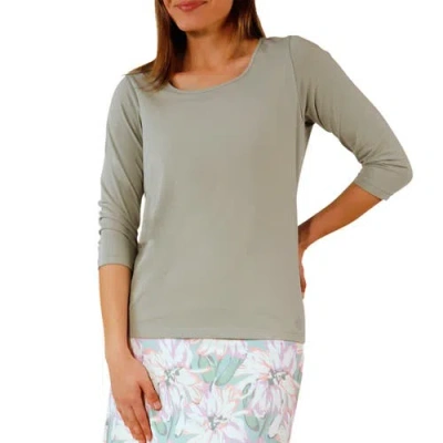 Uv Skinz 3/4 Sleeve Scoop Neck R&r Tee In Agave