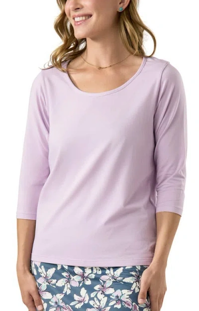 Uv Skinz 3/4 Sleeve Scoop Neck R&r Tee In Pink