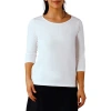 Uv Skinz 3/4 Sleeve Scoop Neck R&r Tee In White