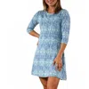 Uv Skinz 3/4 Sleeve Swing Dress In Baltic Kaleidoscope