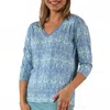 Uv Skinz 3/4 Sleeve V-neck R&r Tee In Baltic Kaleidoscope