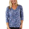 Uv Skinz 3/4 Sleeve V-neck R&r Tee In Brushstrokes