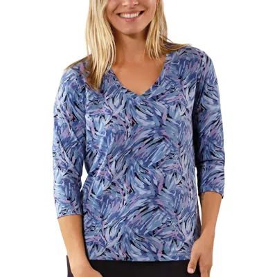 Uv Skinz 3/4 Sleeve V-neck R&r Tee In Brushstrokes