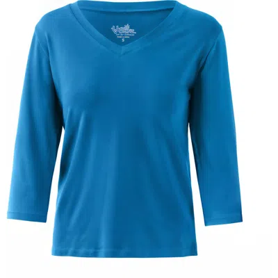 Uv Skinz 3/4 Sleeve V-neck R&r Tee In Mykonos Blue