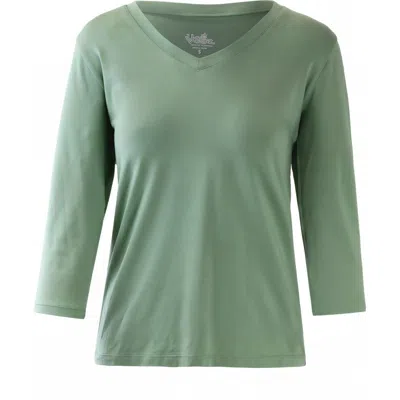 Uv Skinz 3/4 Sleeve V-neck R&r Tee In Sage