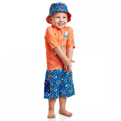 Uv Skinz Kids'  3pc Sun & Swim Set In Orange Fish