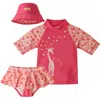 Uv Skinz Kids'  3pc Sun & Swim Set In Pink Giraffe