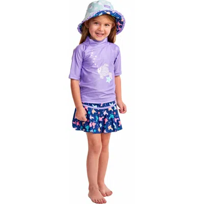 Uv Skinz Kids'  3pc Sun & Swim Set In Purple Sparkle Fish