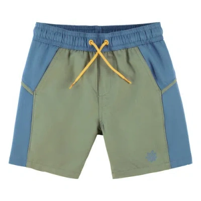 Uv Skinz Kids'  Active Swim Trunks In Lily Pad/baltic