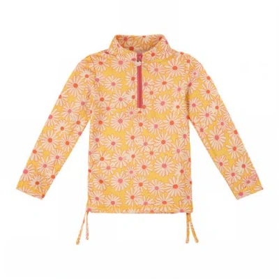 Uv Skinz Babies'  Half Zip Ruched Sun & Swim Shirt In Sunshine Daisies