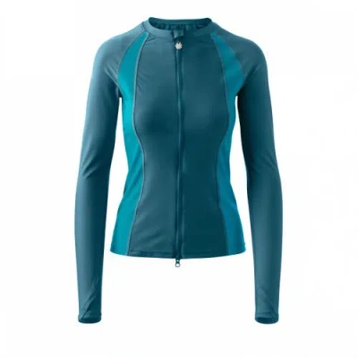 Uv Skinz Long Sleeve Full Zip Rash Guard In Dark Teal