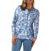 Uv Skinz Long Sleeve Half Zip Ruched Sun Shirt In Baltic Shadow Floral
