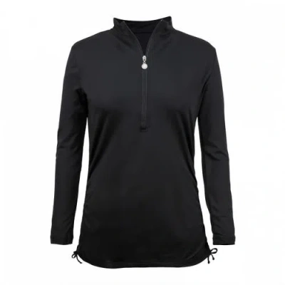 Uv Skinz Long Sleeve Half Zip Ruched Sun Shirt In Black