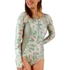 Uv Skinz Long Sleeve Half Zip Swimsuit In Island Canopy