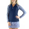 Uv Skinz Long Sleeve Quarter Zip Sun & Swim Shirt In Shibori Tie-dye