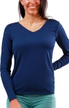 Uv Skinz Long Sleeve Reverse Neck Tee In Blue