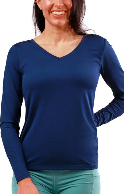 Uv Skinz Long Sleeve Reverse Neck Tee In Blue