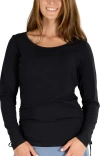 Uv Skinz Long Sleeve Ruched Everyday Tee In Black