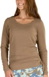 Uv Skinz Long Sleeve Ruched Everyday Tee In Brown