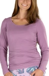 Uv Skinz Long Sleeve Ruched Everyday Tee In Purple